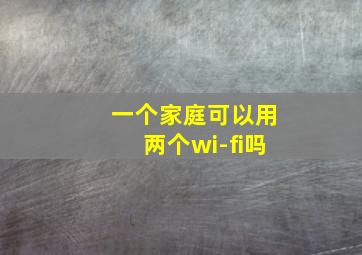 一个家庭可以用两个wi-fi吗