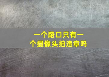 一个路口只有一个摄像头拍违章吗