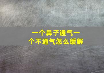 一个鼻子通气一个不通气怎么缓解