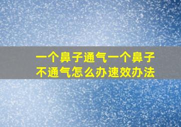 一个鼻子通气一个鼻子不通气怎么办速效办法