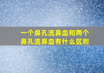 一个鼻孔流鼻血和两个鼻孔流鼻血有什么区别