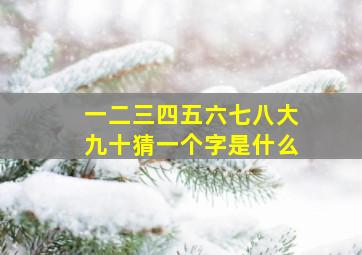 一二三四五六七八大九十猜一个字是什么