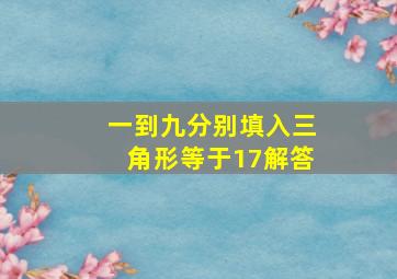 一到九分别填入三角形等于17解答