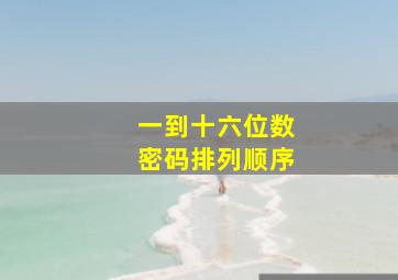 一到十六位数密码排列顺序