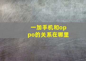 一加手机和oppo的关系在哪里