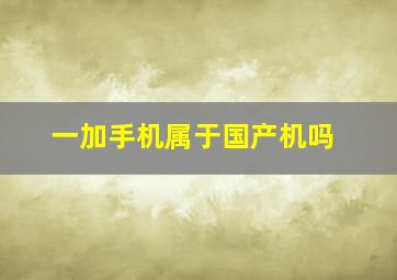 一加手机属于国产机吗