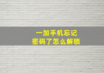 一加手机忘记密码了怎么解锁