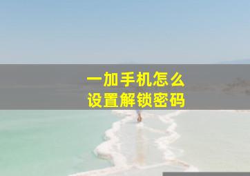 一加手机怎么设置解锁密码