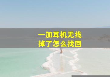 一加耳机无线掉了怎么找回