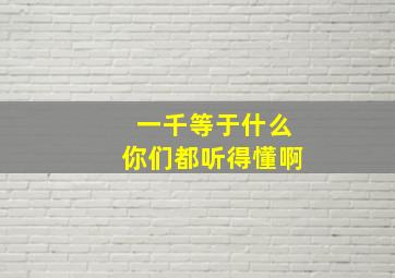 一千等于什么你们都听得懂啊