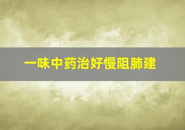 一味中药治好慢阻肺建