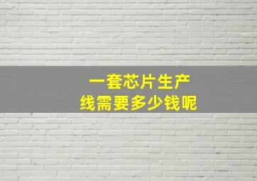 一套芯片生产线需要多少钱呢