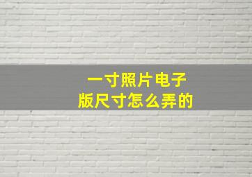 一寸照片电子版尺寸怎么弄的