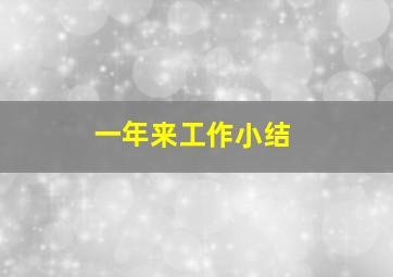 一年来工作小结