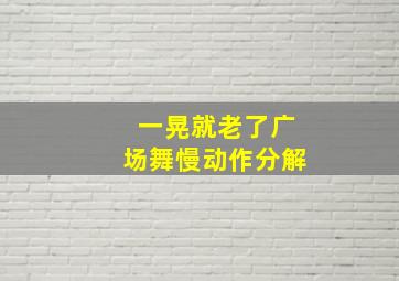 一晃就老了广场舞慢动作分解