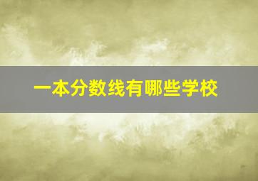 一本分数线有哪些学校