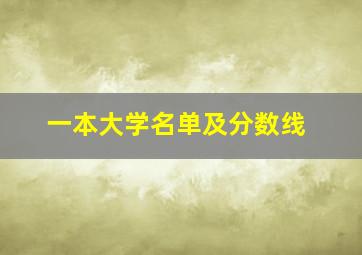 一本大学名单及分数线