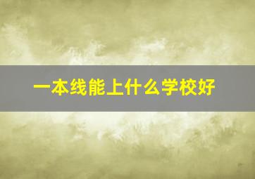 一本线能上什么学校好