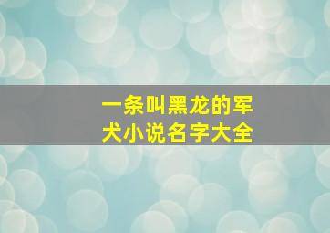 一条叫黑龙的军犬小说名字大全