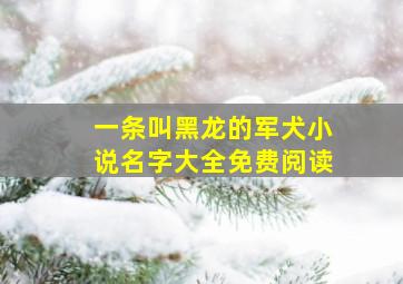 一条叫黑龙的军犬小说名字大全免费阅读