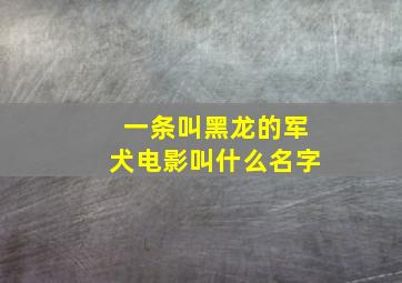 一条叫黑龙的军犬电影叫什么名字