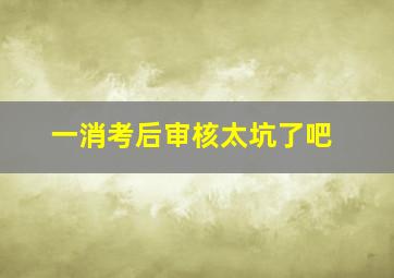 一消考后审核太坑了吧