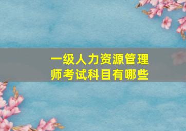 一级人力资源管理师考试科目有哪些