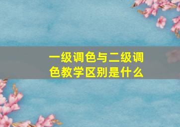 一级调色与二级调色教学区别是什么