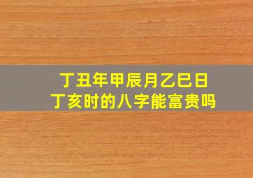 丁丑年甲辰月乙巳日丁亥时的八字能富贵吗