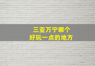 三亚万宁哪个好玩一点的地方