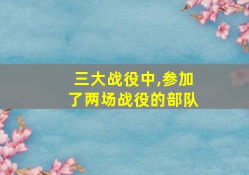 三大战役中,参加了两场战役的部队