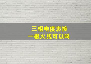 三相电度表接一根火线可以吗