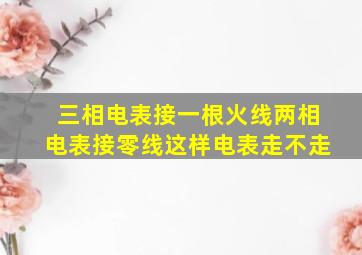 三相电表接一根火线两相电表接零线这样电表走不走