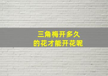 三角梅开多久的花才能开花呢