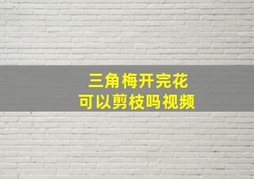 三角梅开完花可以剪枝吗视频