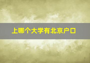 上哪个大学有北京户口