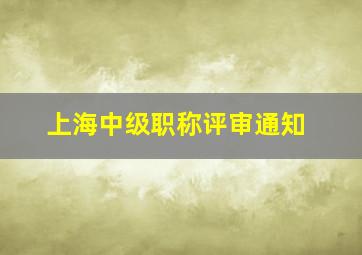 上海中级职称评审通知