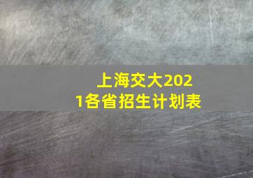 上海交大2021各省招生计划表