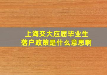 上海交大应届毕业生落户政策是什么意思啊