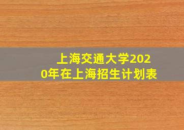 上海交通大学2020年在上海招生计划表