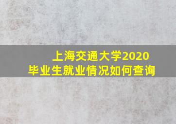 上海交通大学2020毕业生就业情况如何查询