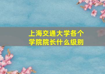 上海交通大学各个学院院长什么级别