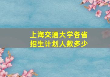 上海交通大学各省招生计划人数多少