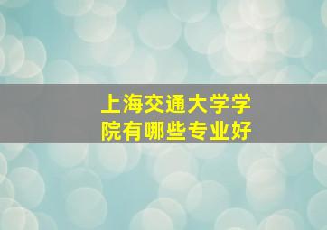 上海交通大学学院有哪些专业好