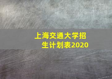 上海交通大学招生计划表2020