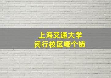 上海交通大学闵行校区哪个镇