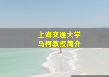 上海交通大学马柯教授简介