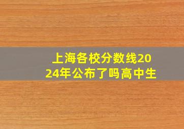 上海各校分数线2024年公布了吗高中生