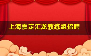 上海嘉定汇龙教练组招聘