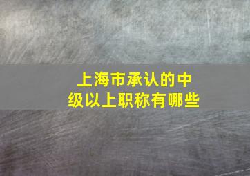 上海市承认的中级以上职称有哪些